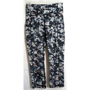 Lululemon Multicolored Blue Floral Spring Bloom Cropped Leggings Size 4 EUC